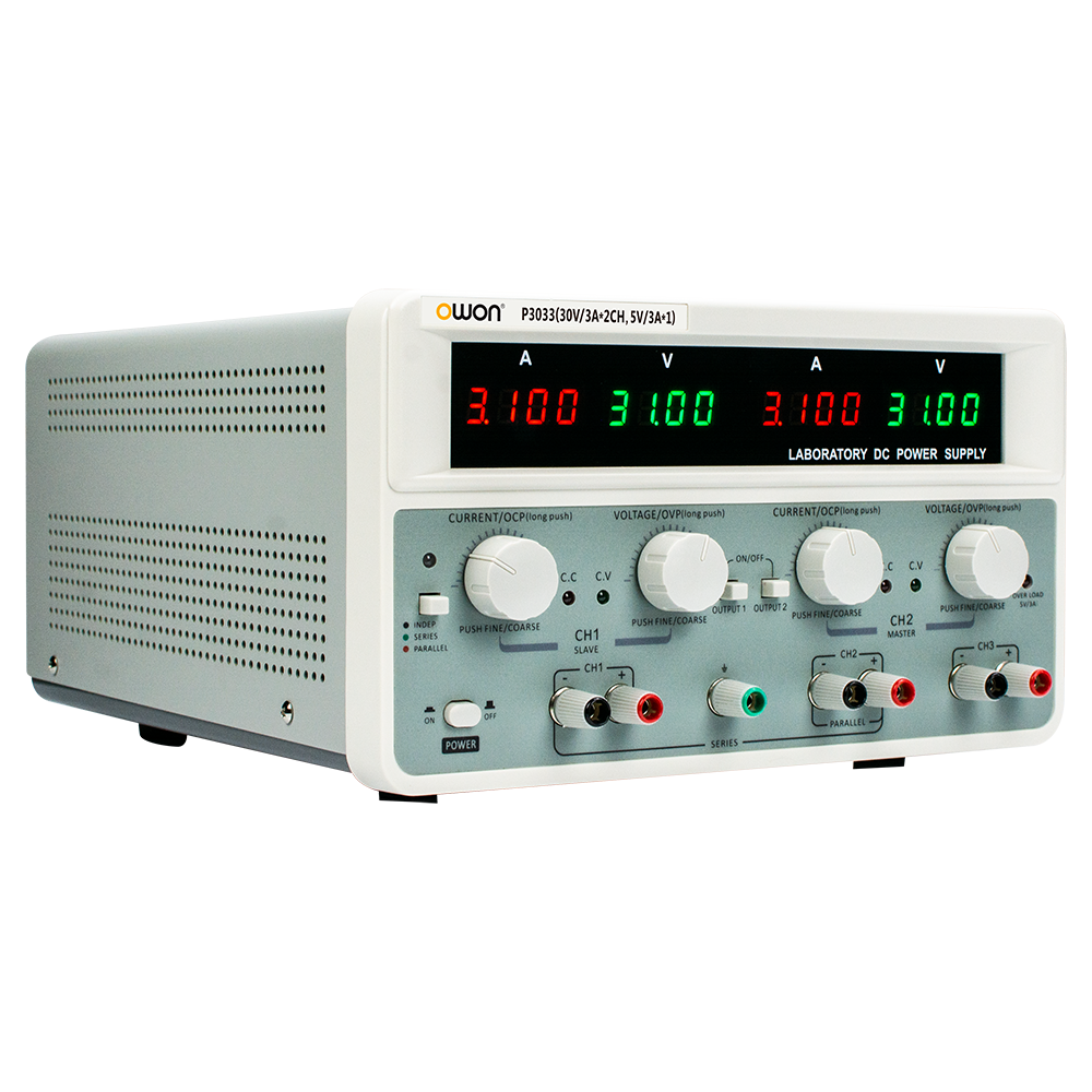 OWON P3000シリーズ 直流電源 3ch、30V/3A×2、5V/3A