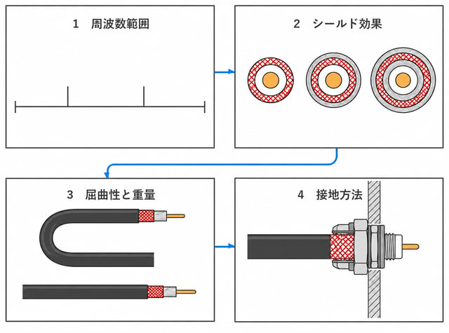 図4 シールドケーブルを選ぶ 4 ステップの手順