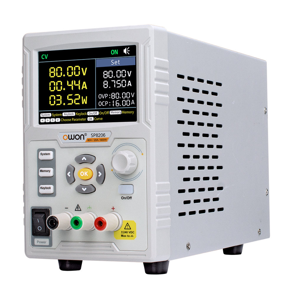 OWON SP8000シリーズ プログラマブル直流電源 1ch、80V/20A、600W