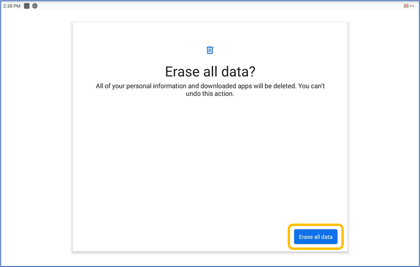 再度Erase all dataをタッチ