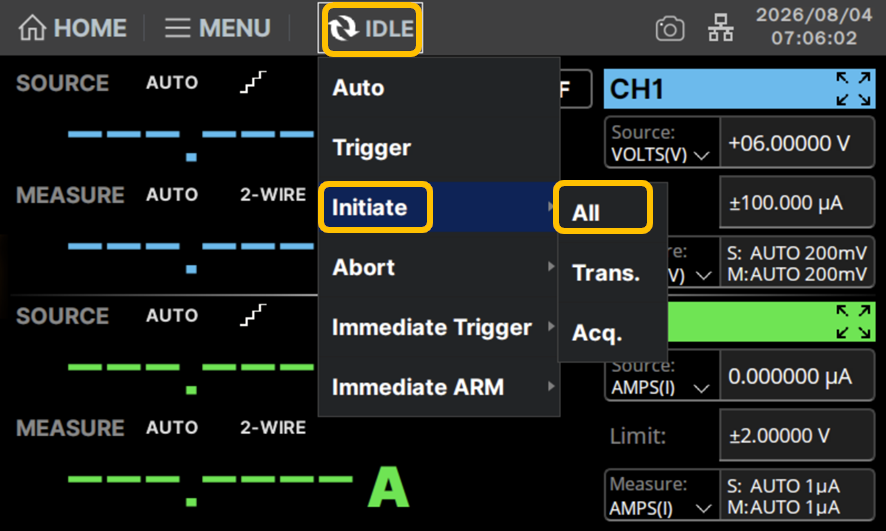 Initiate-> Allで開始