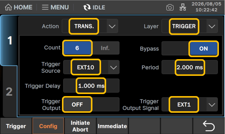 Layer:TRIGGER、Action:TRANSに設定