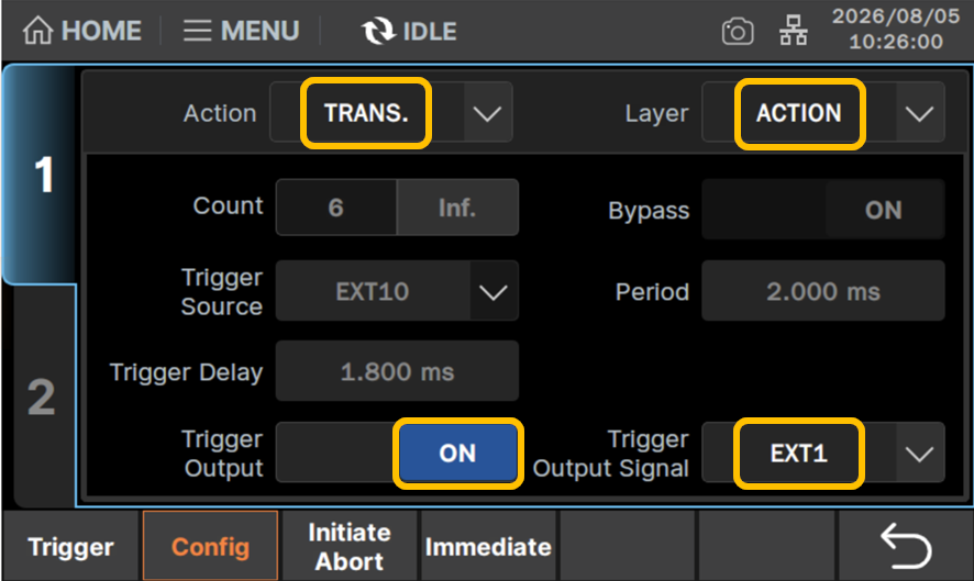 Layer:Action、Action:TRANSに設定
