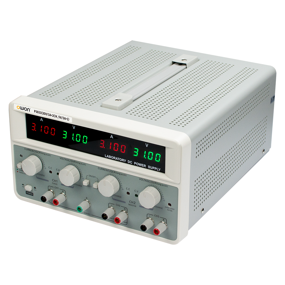 OWON P3000シリーズ 直流電源 3ch、30V/3A×2、5V/3A