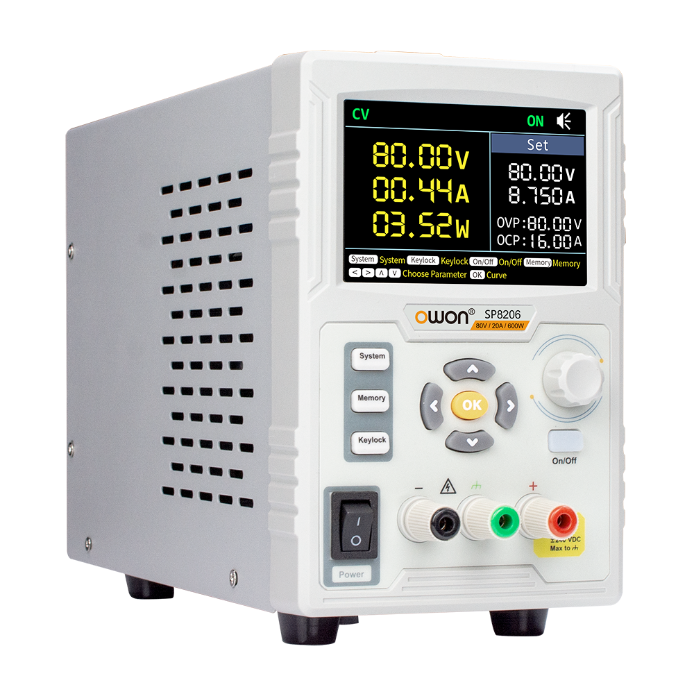 OWON SP8000シリーズ プログラマブル直流電源 1ch、80V/20A、600W